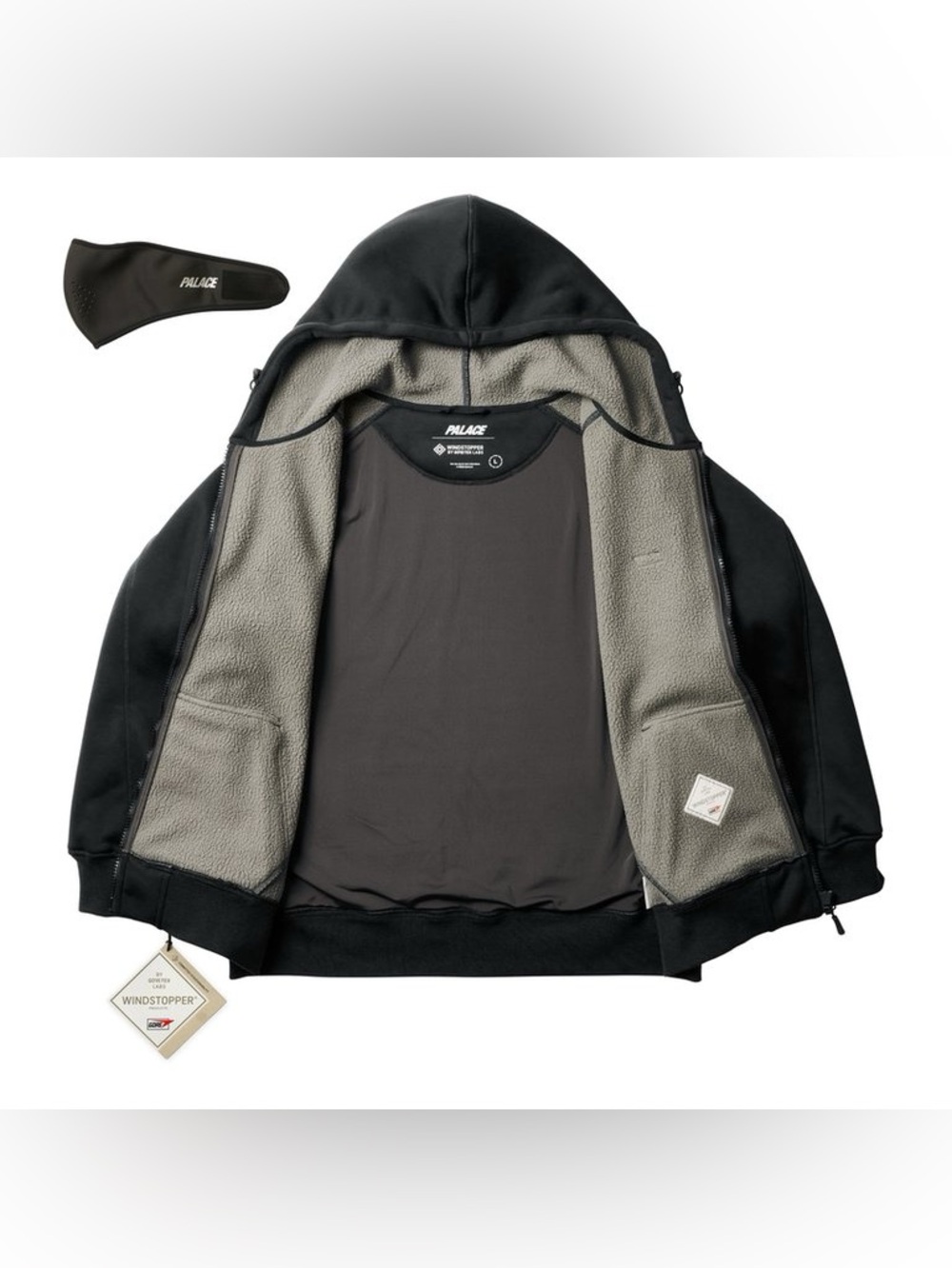 Palace GORE-TEX Windstopper Black Bonded Jacket Men’s Size Large Hooded